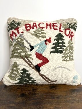 Chandler 4 Corners Mt Bachelor Wool Hooked Throw Pillow